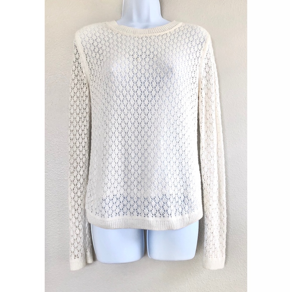 CHELSEA28⚡️White Open Knit Long Sleeves Sweater_S